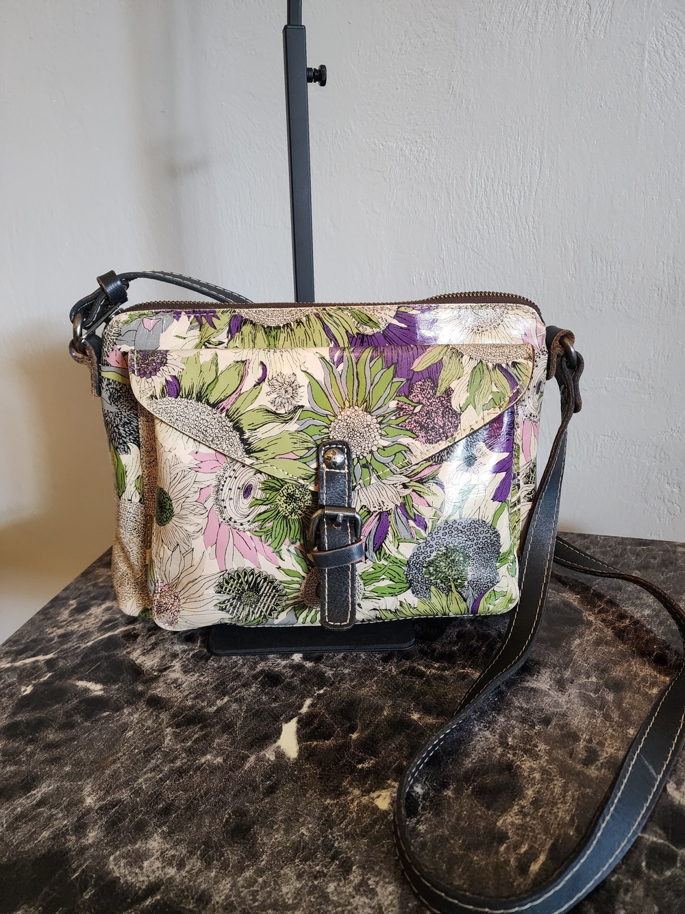 Patricia Nash Purple Sunflower Crossbody Bag